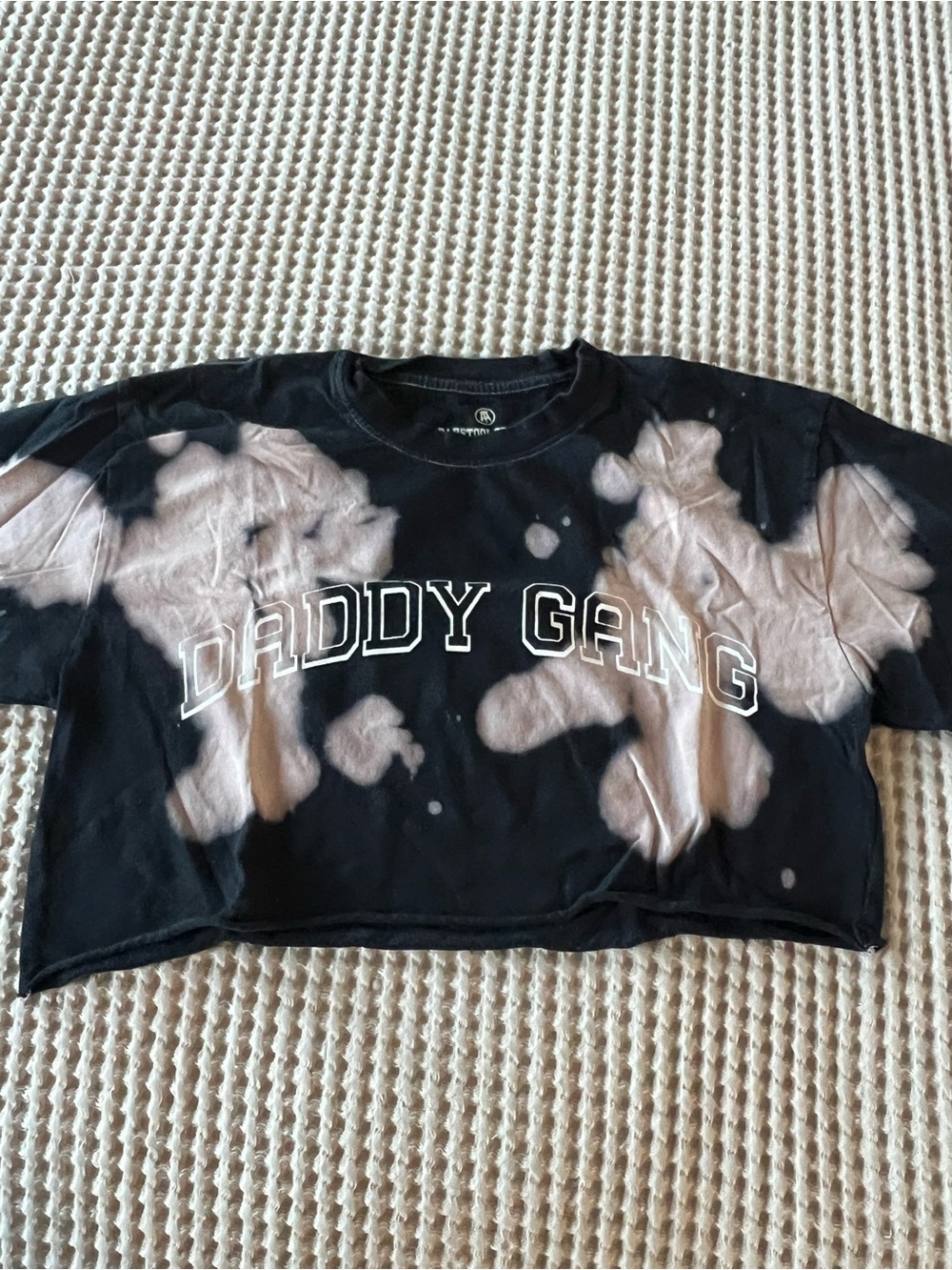 Daddy Gang Black Bleach-Effect Crop Top